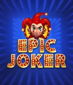 Experience the energetic world of Epic Joker slot by Relax Gaming, featuring a cheerful joker with a flaming hairstyle against a sparkling blue background. This graphic captures the light-hearted spirit of classic slots, ideal for fans of classic casino aesthetics, delivering a delightful play experience.